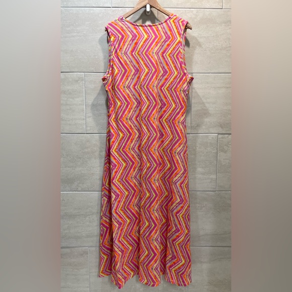 Soft Surroundings Womens Giselli Dress Size 1X Multicolor V Neck Chevron Zigzag - Picture 9 of 9
